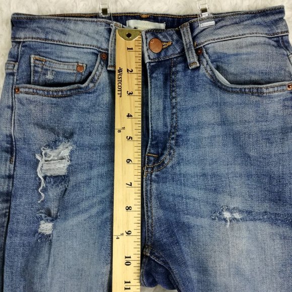 H&M Womens Jeans Skinny Ankle Blue Denim Medium Wash Ripped High Rise 2 - Picture 8 of 13